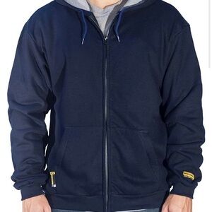 Benchmark ARC Flame Resistant Navy Blue Zip-Up Hoodie Mens Large L Workwear